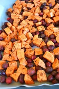 Cinnamon Roasted Sweet Potatoes and Cranberries are a great for all especially on thanksgiving