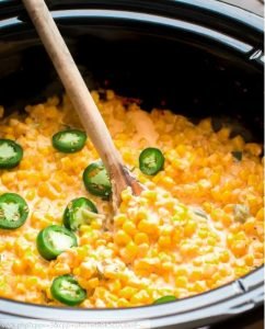Slow Cooker Cheesy Jalopeno Corn a perfect side dish for a southern main dishes
