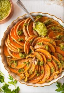 Roasted Butternut Squash With Walnuts Parsley Pesto