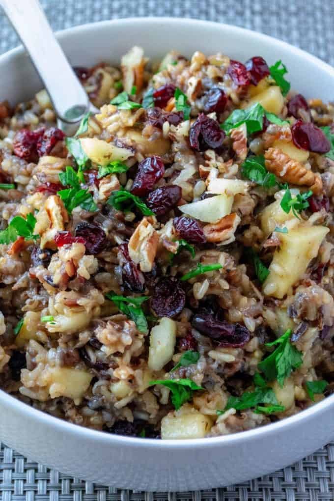 Slow Cooker Cranberry Apple Pecan Wild Rice Pilaf